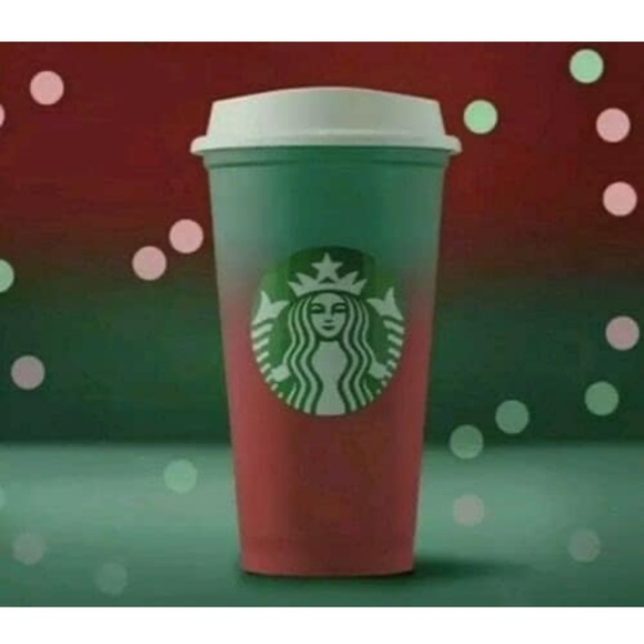 New Starbucks Reusable Colour Changing Cup, Grande 16 fl oz, Green/Red - Picture 2 of 6